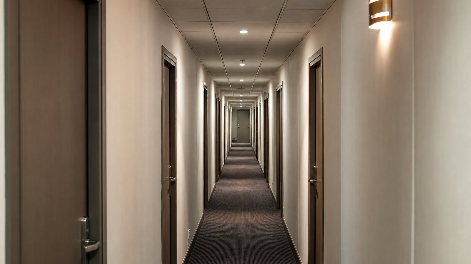 Agent technique purgeant la douche d'une chambre restée fermée avant la réouverture de l'établissement